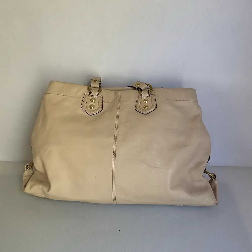 Coach Ashley F19243 Y2K Vintage Leather Satchel Shoulder Bag Ivory Cream Gold